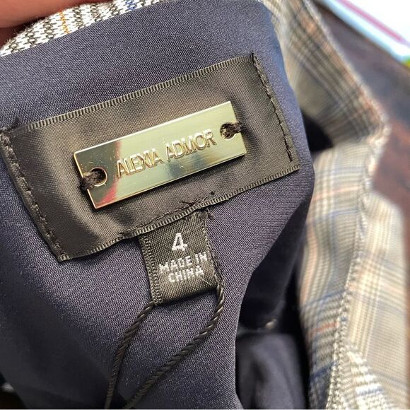 ALEXIA ADMOR‎ Grey Glen Plaid Surplice Sheath Knee Dress 4 - Picture 7 of 10